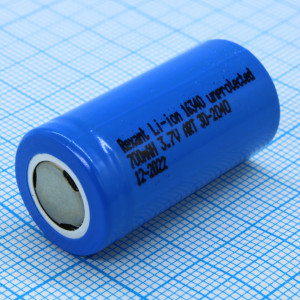 Аккумулятор 16340 3.7В  700мАч, Аккумулятор литий-ионный (Li-Ion) без платы защиты