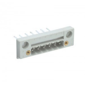 Вилка Wiecon 8213 S / 6 DFWW M, Вилочный разъем, горизонтальный, в панель, шаг: 5.08 мм, 6 полюсов, фиксация на плате пайкой, исполнение: с маркировкой, с монтажными фланцами 400V, 6,5А, цвет: серый