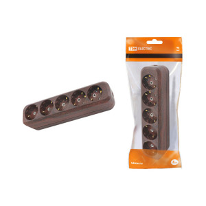 Колодка розеточная 5 гнезд 2П+3 16А 250В "Эко" (бук) SQ1806-0068