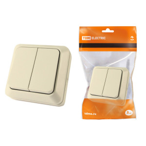 Выключатель 2-кл. открытой установки IP20 10А, сл. кость "Ладога" SQ1801-0004