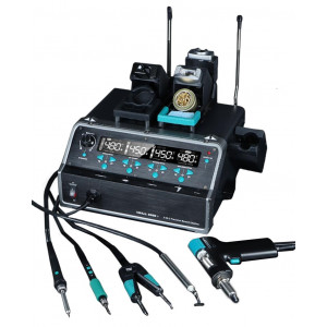 YIHUA 948D-V, Многофункциональный ремонтный комплекс, в составе паяльник 716D C210, мини-фен, термопинцет 716C, демонтажный паяльник, вакуумный пинцет, сменные жала C210 3шт, С120 2 пары, насадки для фена и пинцета, держатели