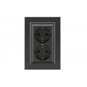 Розетка 2-м СП Karea 16А IP20 с/з дым. металлик 56050082
