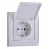 RAIN Розетка с заземлением с крышкой керамика белая с боковой вставкой хром 703-0225-123