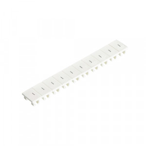 Маркировка для клемм (полоска) 9705A/6/10B -, Маркировочные шильдики, для клемм сечением 4 мм.кв., боковая / верхняя, 10 шильдиков, нанесенные символы: - , - , … , - с горизонтальным расположением, размер шильдика: 5,75 x 8,3 мм, цвет: белый