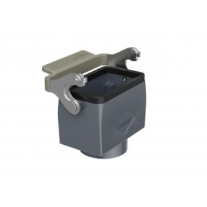 Крышка разъема H10B-CTC-1L-M20, Крышка разъема на кабель, типоразмер 10B, с уплотнителем, 1 отверстие с резьбой для кабельных вводов M20x1,5, с верхним расположением, с одной металлической защелкой, материал корпуса: алюминиевый сплав