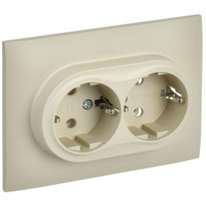 SKANDY Розетка 2-местная с заземлением без защитных шторок 16А в сборе SK-R08B бежевый IEK SK-R21-16-K10-F