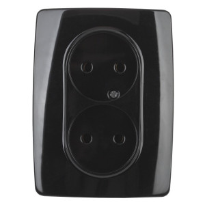 12-2107-06 Розетка 2X2P, 16A-250В, IP20, 2, чёрный (10/100/1600) Б0031243