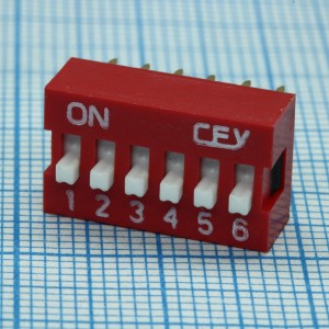 DS1040-06RN, DIP переключатель 6 групп красный