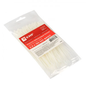 Хомут кабельный 2.5х150 нейл. бел. (уп.100шт) plc-c-2.5x150