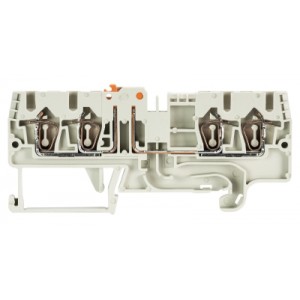 Клемма с размыкателем WKFN 2,5 TKM 2/2/35, Клемма с ножевым размыкателем, 4 точки подключения, тип фиксации провода: пружинный, номинальное сечение: 2,5 мм кв., 20A, 630V, ширина: 5 мм, цвет: серый, тип монтажа: DIN35