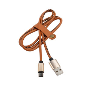 Шнур USB-Type-C, 2A.,эко-кожа,1метр,коричневый