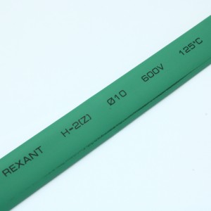 Трубка термоусадочная ТУТ нг 10,0/5,0 зеленая, термоусаживаемая трубка в метровой нарезке, не поддерживает горение