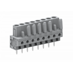 Розеточный разъем на кабель 435108/100, Розеточный разъем, прямой, на кабель, шаг: 3.5 мм, 8 полюсов, фиксация провода пружинная, исполнение: с пластиной разгрузкой от натяжения, 160V, 10A, цвет: серый