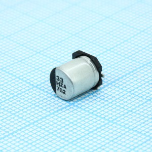 EEHZA1H330XP, Полимерный гибридный алюминиевый конденсатор 33мкФ 50В ±20% (6.3 X 7.7мм) для поверностного монтажа 0.04Ом 1600мА 10000час 105°C автомобильного применения