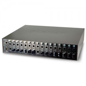 MC-1610MR, Шасси для медиаконвертеров серии FST/GST, 16 слотов, 19', управляемое, SNMP, 220в АС, слот для резервного блока питания