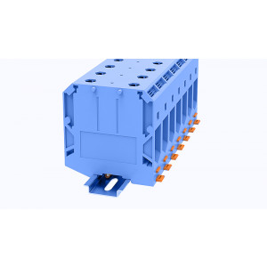 PC95-01P-12-00Z(H), Проходная клемма, тип фиксации провода: винтовой, номинальное сечение: 95 мм кв., 232A, 1000V, ширина: 25 мм, цвет: синий, зажимная клетка - латунь, винтовая перемычка, тип монтажа: DIN35