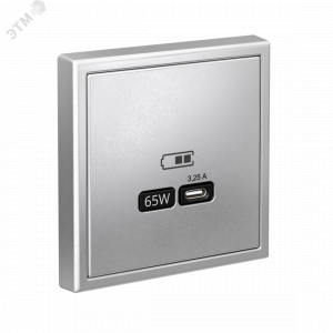 ARTGALLERY USB розетка тип-С 65Вт высокоскор.заряд. QC, PD, механизм, алюминий GAL000327