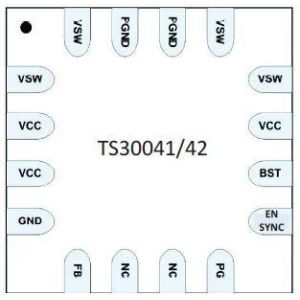 TS30041-M033QFNR, Импульсный преобразователь напряжения 1A 3.3V Current-Mode Sync. Buck Converter