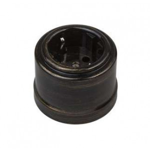 Розетка 1-м ОП Лизетта 16А IP20 ретро с заземл. ABS-пластик бронз. B1-101-25