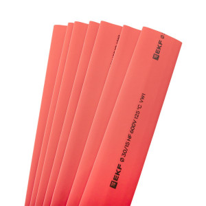 Термоусаживаемая трубка ТУТ нг 30/15 красная в отрезках по 1м PROxima tut-30-r-1m