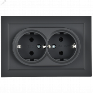 Розетка 2-м СП BRITE РС12-3-БрГ 16А в сборе с заземл. без защ. шторок графит BR-R21-16-K53-F