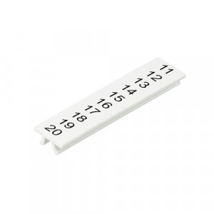 Маркировка для клемм (полоска) M1.008.0103.6, Маркировочные шильдики, для клемм сечением 1,5 мм.кв., WKF 1.5, верхняя, 10 шильдиков, нанесенные символы: 11...20, с горизонтальным расположением, размер шильдика: 4 x 10,5 мм, цвет: белый