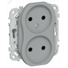 FLITE Розетка 2-местная без заземления без защитных шторок безвинтовое крепление 10А РС02-1-ФлС серый IEK FI-R20-10-1-K03