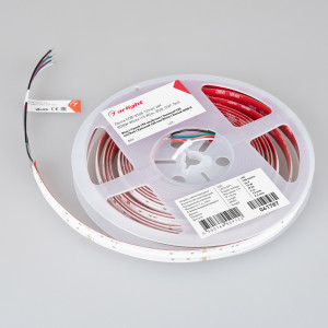 Лента COB-X768-12mm 24V RGBW-White (15 W/m, IP20, CSP, 5m) 041787, Лента COB сплошной засветки без видимых светодиодов. Светодиоды CSP, 768 шт/м (3840 шт на 5 м), белая плата, ширина 12 мм, скотч 3M. Цвет RGB+6000 K , угол 120°, CRI>90. Питание 24V, мощность 15 Вт/м (75 Вт на 5 м). Размеры 5000x12x2.2мм. Мин. отрезок 83.