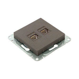 Механизм розетки RJ45 - 2шт, (cat5), мокко Эпика EKF UP1-SOM-2RJ45-5