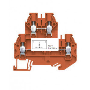 Этажная клемма WT 4 E GO, Этажная функциональная клемма, 2 этажа, тип фиксации провода: винтовой, номинальное сечение: 4 мм кв., 1A, 1000V, ширина: 6 мм, цвет: оранжевый, тип монтажа: DIN35