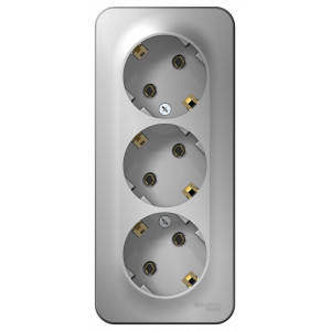 Розетка 3-м ОП Blanca 16А IP20 250В с заземл. без защ. шторок с изолир. пластиной алюм. SE BLNRA010313