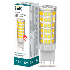 Лампа LED CORN капсула 7Вт 230В 4000К керамика G9 LLE-CORN-7-230-40-G9