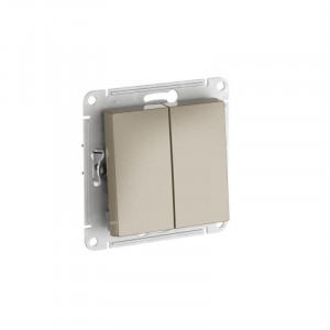 ATLASDESIGN 2-клавишный ВЫКЛЮЧАТЕЛЬ, сх.5, 10АХ, быстрозажимные клеммы, ШАМПАНЬ ATN000551S