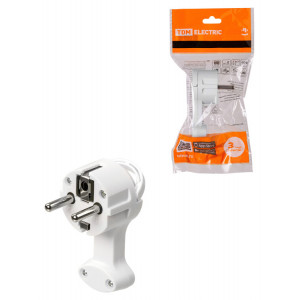 Вилка круглая плоская с кольцом белая 16А 250В SQ1806-0195