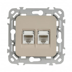 FLITE Розетка 2-местная компьютерная RJ45 категория 5Е UTP РК5е-2-0-ФлЛ льняной IEK FI-K22-1-K88