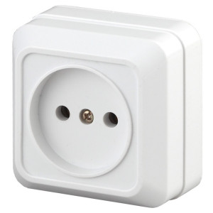 Розетка Quadro 2-201-01 без заземления 2P, 16А-250В, IP20, ОУ, белый Б0053774