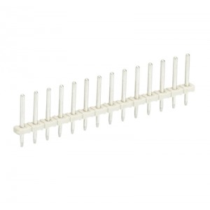 Контакт штыревой Z5.531.1425.0, Штыревой контакт, вертикальный, на плату, диаметр штыря 0,8 мм, шаг 3,5 мм, 14 полюсов, фиксация на плате пайкой, 250V, 6А, цвет: серый, серия 8543