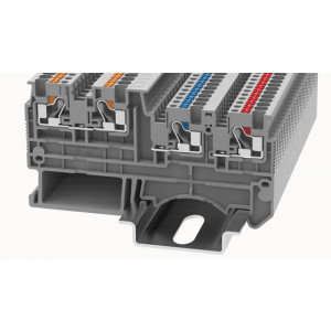 Клемма для датчиков DSIO1.5/3-01P-11-00Z(H), Клемма для подключения датчиков, тип фиксации провода: Push-in, номинальное сечение: 1.5 мм кв., 13,5A, 250V, ширина: 3,5 мм, цвет: серый, тип монтажа: DIN35, втычная перемычка,