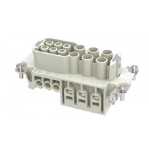 Розеточная контактная вставка DWK-6/6-F, Розеточная контактная вставка, аксиальная винтовая фиксация, 6/6 полюсов + PE, типоразмер 16B, 690V/400V, 40A,/16A, сечение обслуживаемых проводников 1-10 мм кв, тип покрытия контактов: серебро