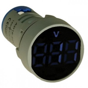 DMS-104, Цифровой LED вольтметр AC 20-500В, синий, установка на панель в отв d=22мм