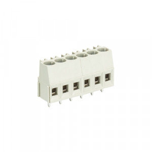 Клемма 8191/6, Клемма горизонтальный подвод кабеля, на плату, шаг: 5.0 мм, 6 полюсов, фиксация провода винтовая, исполнение: с маркировкой, 300V, 16А, цвет: серый