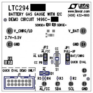 DC1496C-C, Средства разработки интегральных схем (ИС) управления питанием LTC2941-1 Demo Board Battery Gas Gauge w/ I2C (req. DC590)