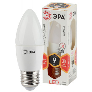 Лампочка светодиодная ЭРА STD LED B35-9W-827-E27 E27 / Е27 9Вт свеча теплый белый свет(кр.1шт) [Б0027971]
