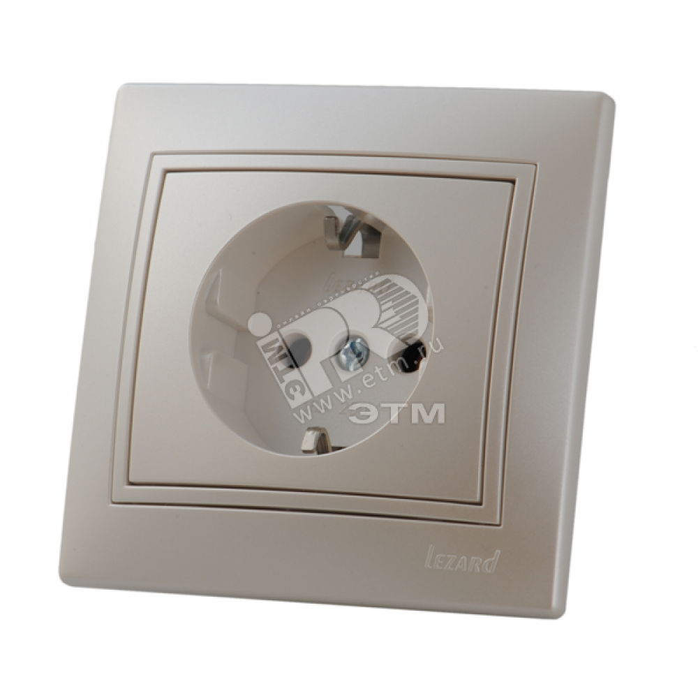 Изображение товара Розетка 1-м СП Mira 16А IP20 с заземлением жемчужного цвета