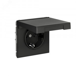 ARTGALLERY РОЗЕТКА с заземл. со шторк. с крышк., 16А, IP20,  механизм, быстрозажимные клеммы, базальт GAL001446S