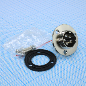 GX20M-5E, Разъём цилиндрический малогабаритный 5 контактов, вилка на блок, IP55