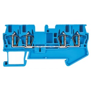 Проходная клемма WKF 1,5 D2/2/35 BL, Проходная клемма, 4 точки подключения, тип фиксации провода: пружинный, номинальное сечение: 1.5 мм кв., 17,5A, 500V, ширина: 4 мм, цвет: синий, тип монтажа: DIN35