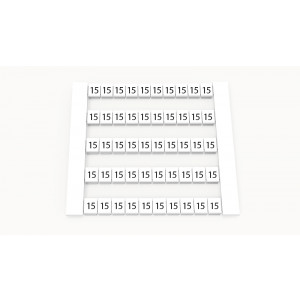 Маркировка (в кассетах) DEK5-50P-19-89Z(H), Кассета с маркировочными шильдиками, для клемм сечением 2,5 мм.кв., боковая, 50 шильдиков, нанесенные символы: 15, с вертикальным расположением, размер шильдика: 4,8 x 5,5 мм, цвет: белый