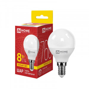 Лампа светодиодная LED-ШАР-VC 8Вт шар 3000К тепл. бел. E14 760лм 230В 4690612020549