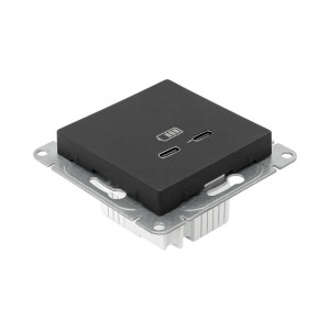 Механизм розетки USB-C - 2шт, ч-рный Эпика EKF UP1-SOB-2USBC